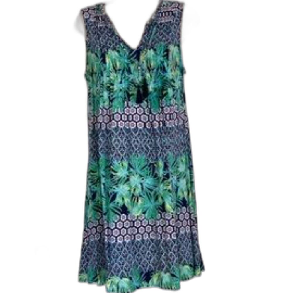OLD NAVY Tropical Floral Dress  Sleeveless White Green Blue Yellow Womens Large